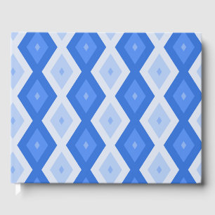 Shades of blue diamond pattern guest book