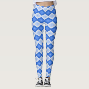 Shades of blue diamond pattern leggings