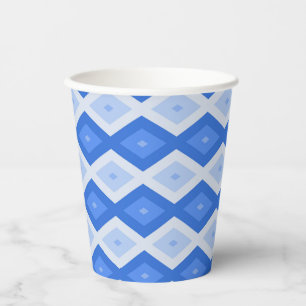Shades of blue diamond pattern paper cups