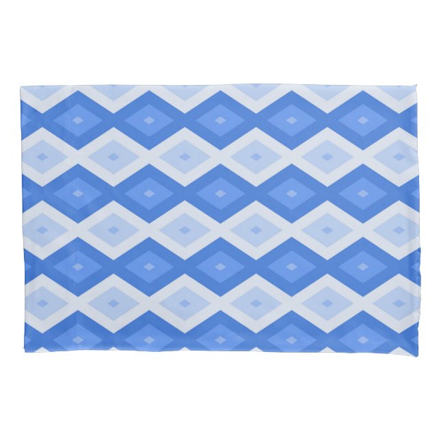 Shades of blue diamond pattern pillowcase (Front)