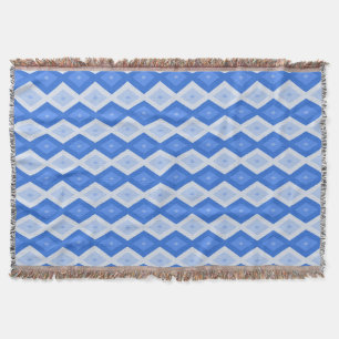 Shades of blue diamond pattern throw blanket