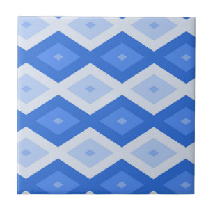 Shades of blue diamond pattern tile