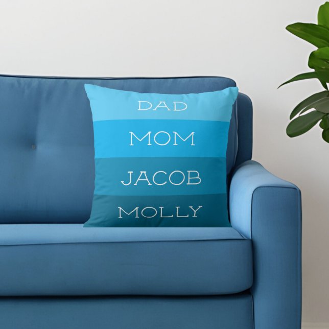 Shades of Blue Family of Four Names Cushion (Creator Uploaded)