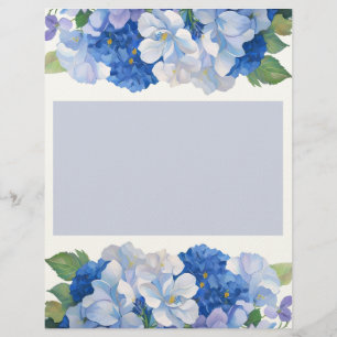 Shades of Blue Flowers Custom Letterhead