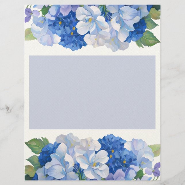 Shades of Blue Flowers Custom Letterhead (Front)