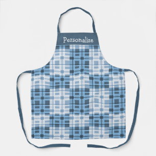 Shades of Blue Geometric Pattern Personalised Apron