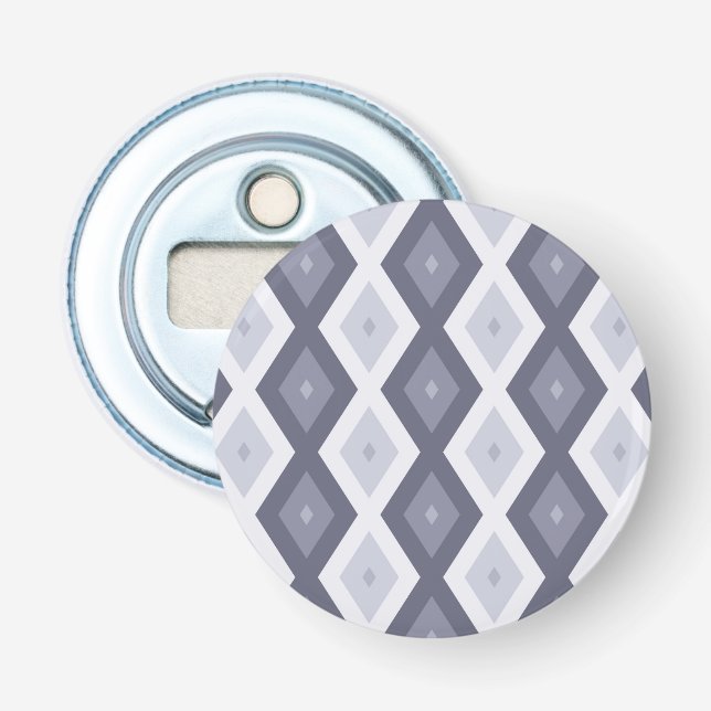 Shades of blue gray diamond pattern bottle opener (Front)