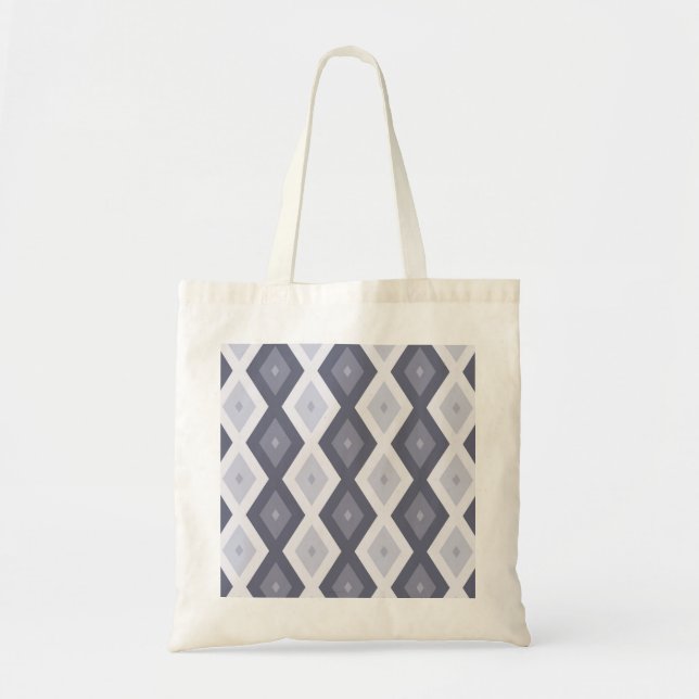 Shades of blue gray diamond pattern tote bag (Front)