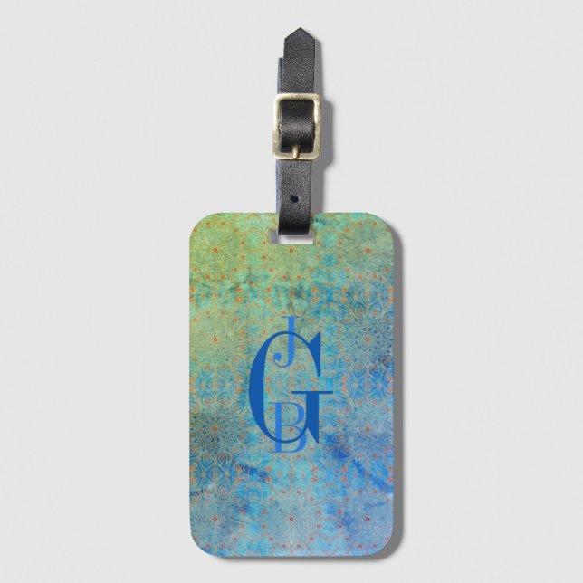 Shades of Blue Green Ombre Luggage Tag (Front Vertical)