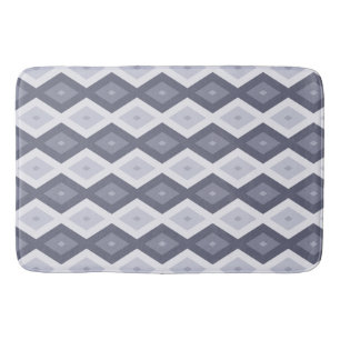 Shades of blue grey diamond pattern bath mat