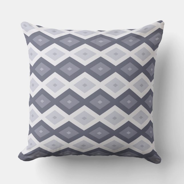 Shades of blue grey diamond pattern cushion (Front)
