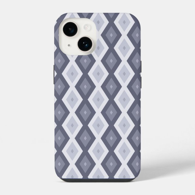 Shades of blue grey diamond pattern iPhone case (Back)