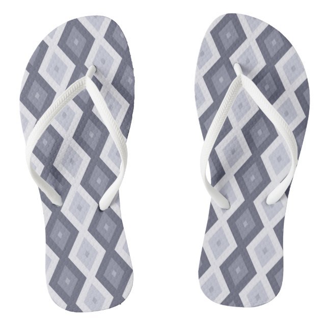 Shades of blue grey diamond pattern jandals (Footbed)