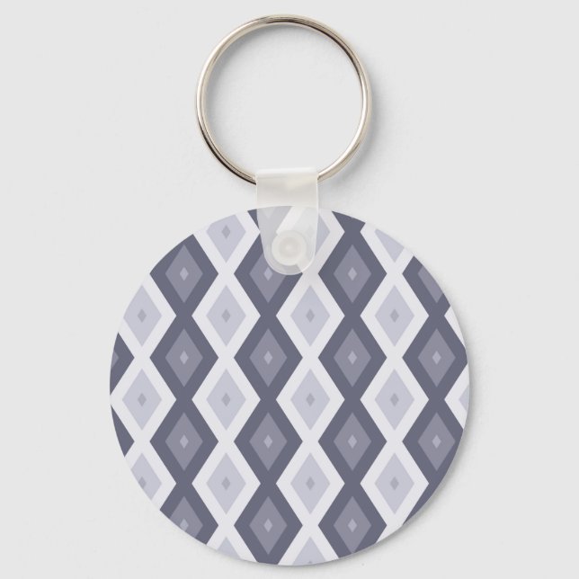 Shades of blue grey diamond pattern key ring (Front)