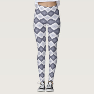 Shades of blue grey diamond pattern leggings