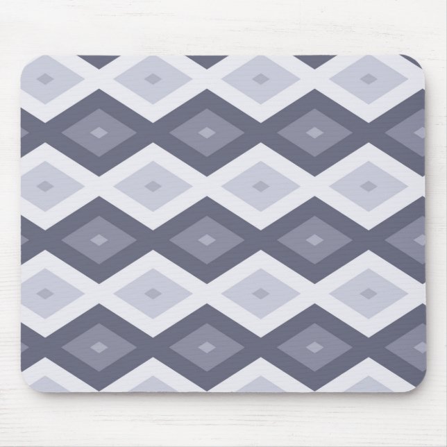 Shades of blue grey diamond pattern mouse pad (Front)