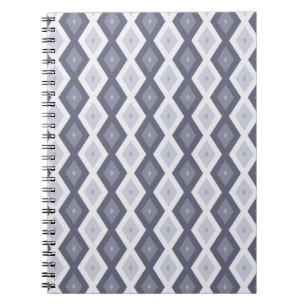 Shades of blue grey diamond pattern notebook