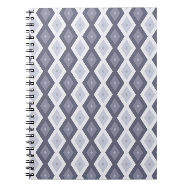 Shades of blue grey diamond pattern notebook (Front)