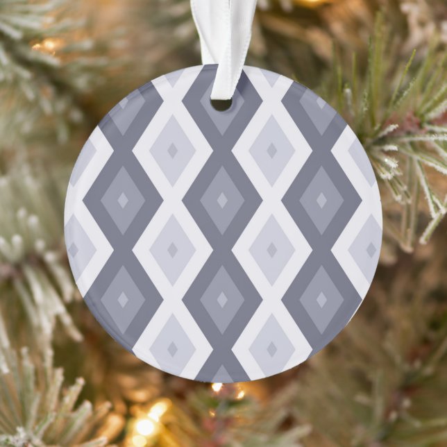 Shades of blue grey diamond pattern ornament (Tree)