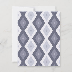 Shades of blue grey diamond pattern RSVP card
