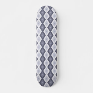 Shades of blue grey diamond pattern skateboard