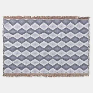 Shades of blue grey diamond pattern throw blanket