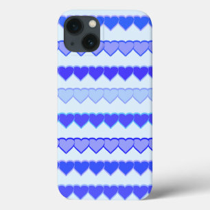 Shades of Blue Heart Rows iPhone 13 Case