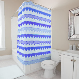 Shades of Blue Heart Rows Shower Curtain