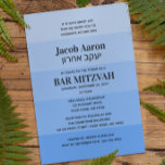 Shades of Blue Hebrew Name Bar Mitzvah Invitation<br><div class="desc">Stylish and classic,  these Bar Mitzvah Invitations feature a blue gradient background and are fully customisable to say exactly what you want!</div>