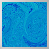 Shades Of  Blue Liquid Art Chic Abstract Poster