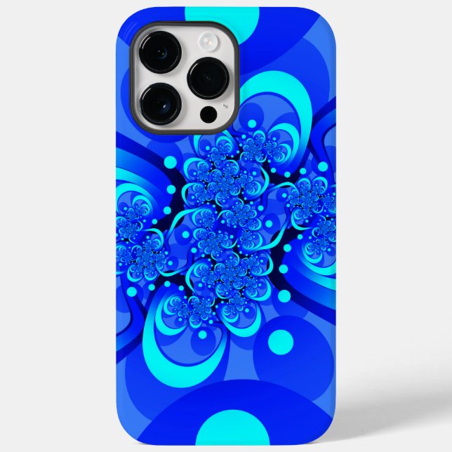 Shades of Blue Modern Abstract Fractal Art Case-Mate iPhone Case (Back)