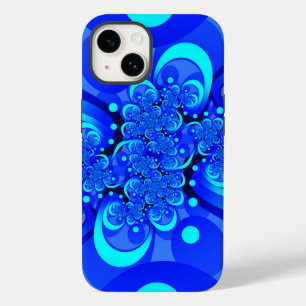 Shades of Blue Modern Abstract Fractal Art Case-Mate iPhone 14 Case