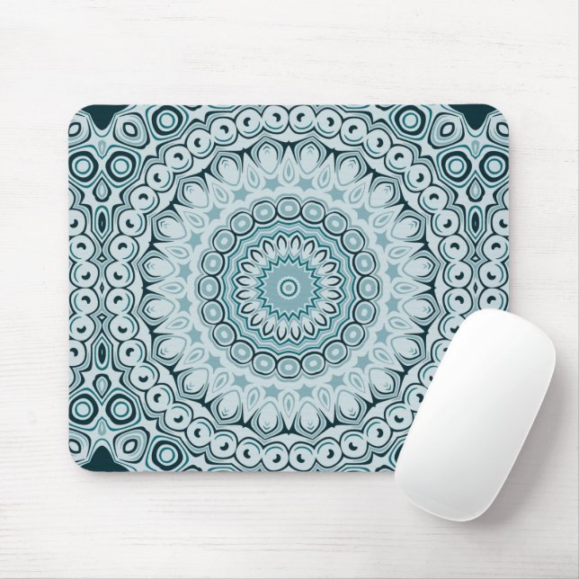 Shades of Blue Nautical Mandala Design Mouse Pad (With Mouse)