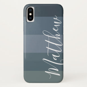 Shades of Blue Ombre Stripe Personalized Name Case-Mate iPhone Case