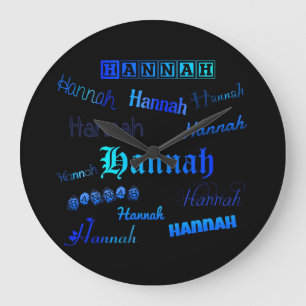 Shades of Blue on Black - Hannah Large Clock