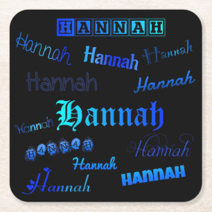 Shades of Blue on Black - Hannah Square Paper Coaster