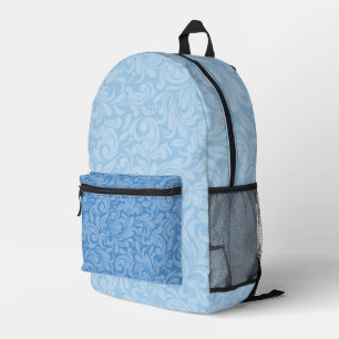 SHADES OF BLUE ORNATE DAMASK PATTERNS PRINTED BACKPACK