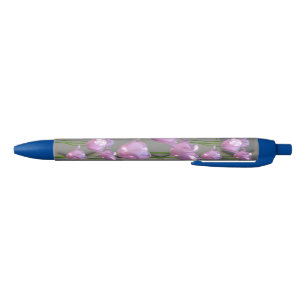 Shades of Blue Pattern Pink Tulips Pen