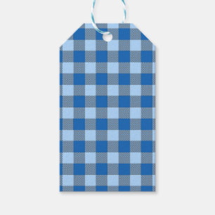 SHADES OF BLUE PLAID PATTERN GIFT TAGS