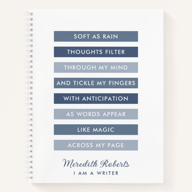 Shades of Blue Poem for Writers Personalised Notebook (Front)