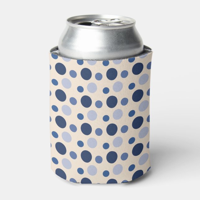 Shades of Blue Polka Dots Can Cooler (Can Front)