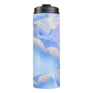 SHADES OF BLUE & PURPLE IRRIDESCENT HEARTS THERMAL TUMBLER
