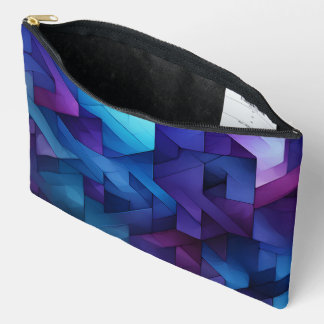 SHADES OF BLUE & PURPLE ZIG ZAG PATTERNS ACCESSORY POUCH