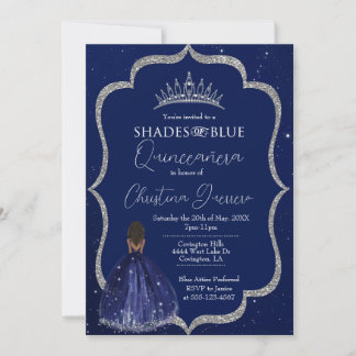 Shades of Blue Quinceañera Birthday Invitation