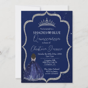 Shades of Blue Quinceañera Birthday Invitation