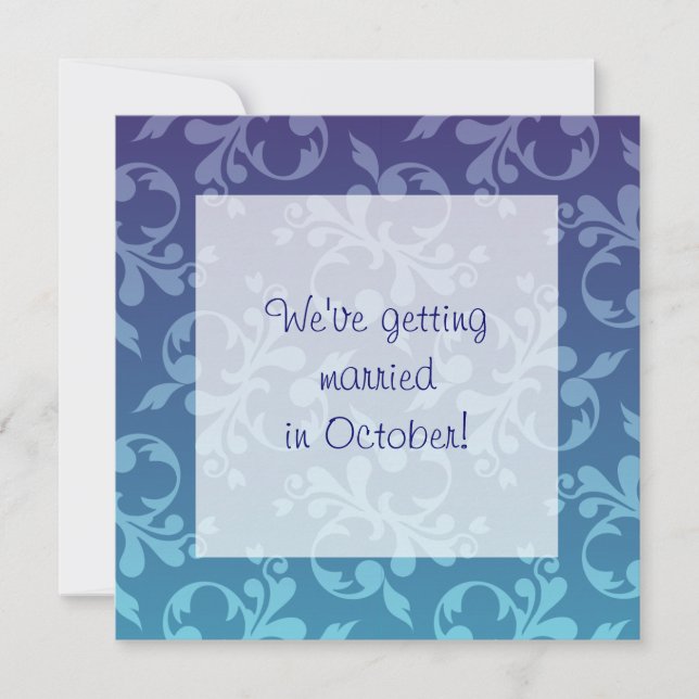 Shades of Blue Scroll Invitation (Front)