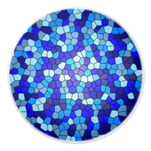 Shades Of Blue Stained Glass by Shirley Taylor Ceramic Knob
