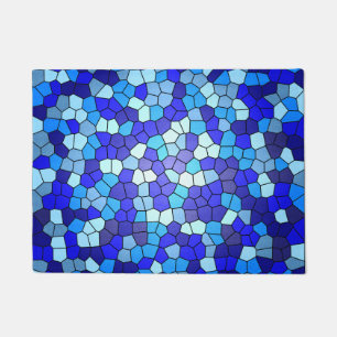Shades Of Blue Stained Glass by Shirley Taylor Doormat