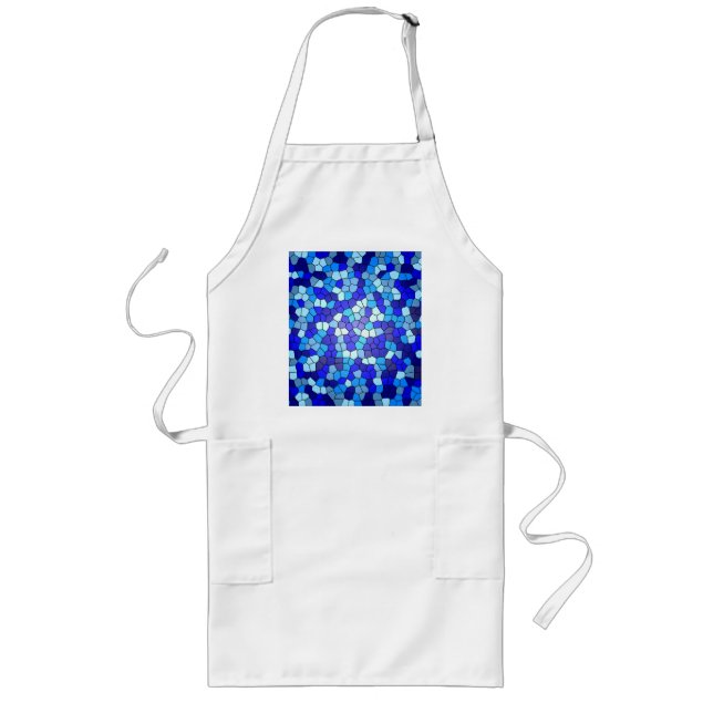 Shades Of Blue Stained Glass by Shirley Taylor Long Apron (Front)