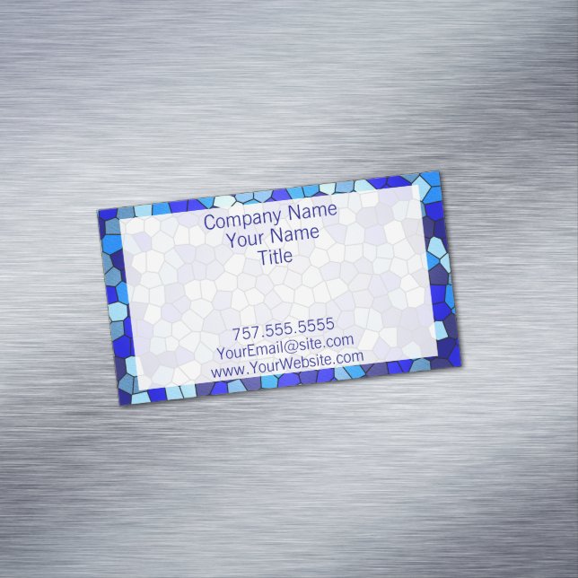 Shades Of Blue Stained Glass by Shirley Taylor Magnetic Business Card (In Situ)